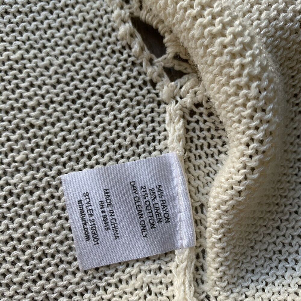 Trina Turk Los Angeles Ivory Knit Blouse Cardigan Sweater Open Front Crochet M - Picture 7 of 7